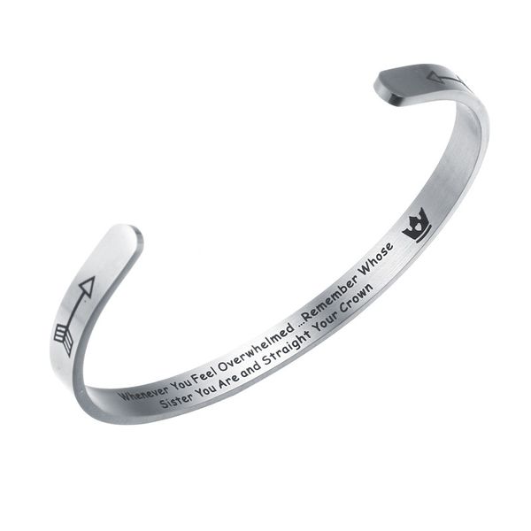 whenever you feel overwhelmed remember whose sister bracelet stainless steel jewelry inspirational for girls women mantra bangle, Black
whenever you feel overwhelmed remember whose sister bracelet stainless steel jewelry inspirational for girls women mantra bangle, Black
