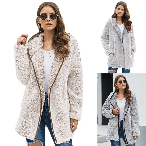 women 's leisure loose hairy tweed thickened winter solid color cardigan coat medium long sleeve warm outerwear 2020, Black
women 's leisure loose hairy tweed thickened winter solid color cardigan coat medium long sleeve warm outerwear 2020, Black