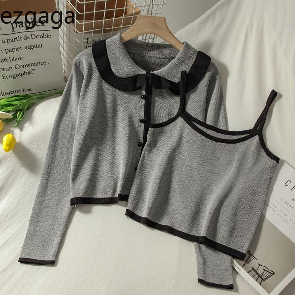 ezgaga 2 piece set женщины chic контраст отложной воротник короткие трикотажные топы + camis длинный рукав кардиган button 2 шт сладкий кост, Gray
ezgaga 2 piece set женщины chic контраст отложной воротник короткие трикотажные топы + camis длинный рукав кардиган button 2 шт сладкий кост, Gray