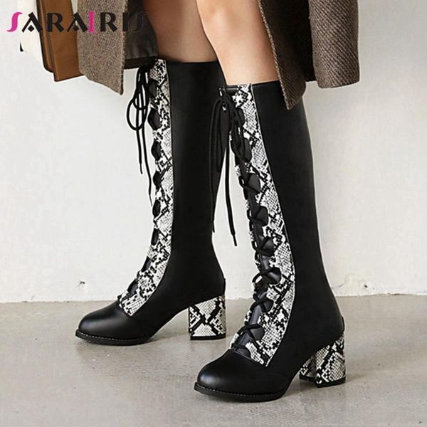 sarairis fashion dress snake print mid-calf boots women high block heels boots ladies mature patchwork high shoes, Black
sarairis fashion dress snake print mid-calf boots women high block heels boots ladies mature patchwork high shoes, Black