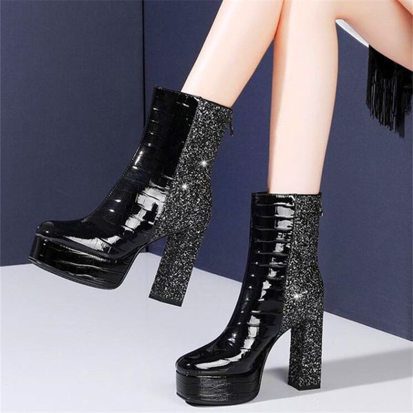 stitching rhinestone fashion women's super high heel boots black red waterproof platform heightening boots winter ladies
stitching rhinestone fashion women's super high heel boots black red waterproof platform heightening boots winter ladies