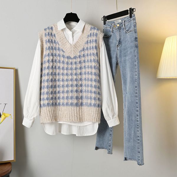 neck vest sweaters womens knitted sweaters, White;black
neck vest sweaters womens knitted sweaters, White;black