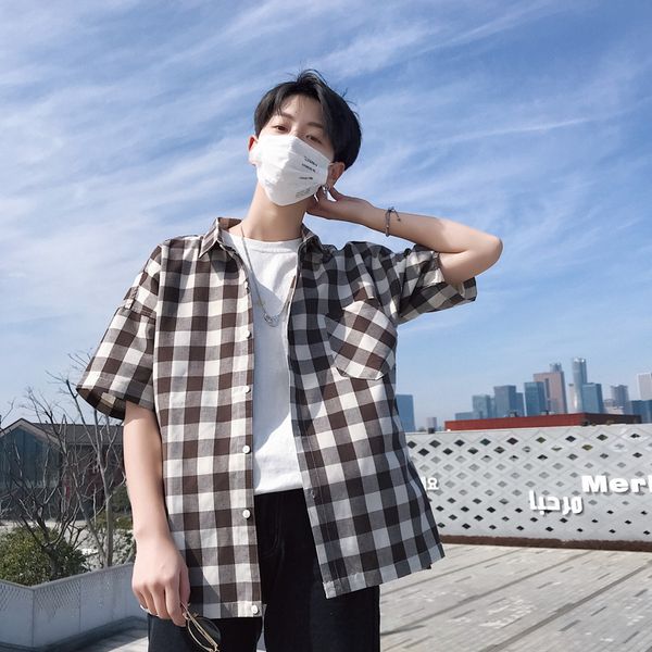 summer new plaid shirt men fashion retro casual shirt man streetwear trend wild hip hop loose short-sleeved male clothes, White;black
summer new plaid shirt men fashion retro casual shirt man streetwear trend wild hip hop loose short-sleeved male clothes, White;black