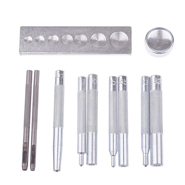 11pcs/set metal leather craft tool die hole punch snap fastener installation kit rivet setter base set for diy leathercraft
11pcs/set metal leather craft tool die hole punch snap fastener installation kit rivet setter base set for diy leathercraft