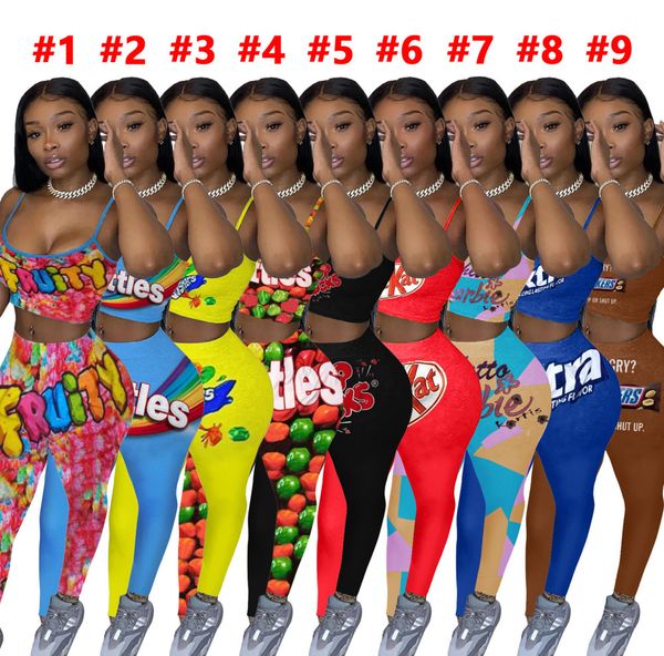 women tracksuit two pieces set casual letter flowers printed camisole long pants suits ladies fashion outfits new 2020, White