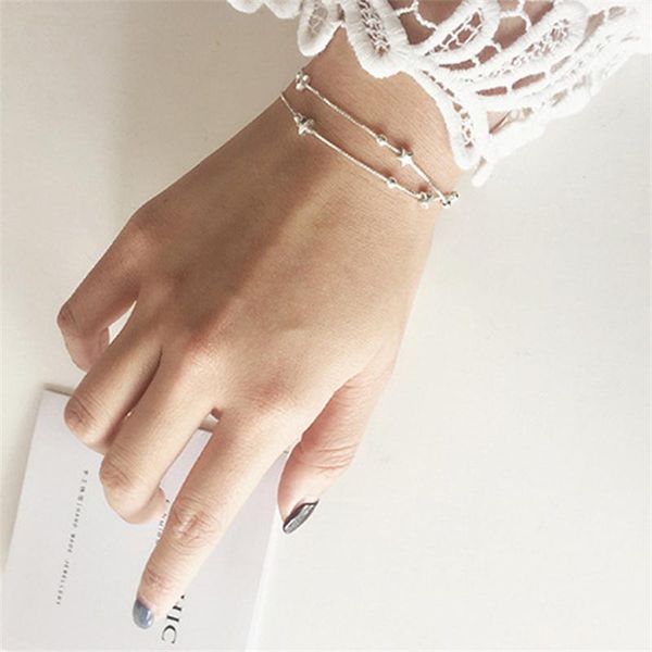 s925 sterling metal bracelet small star cute female hand chain bracelets girl women charm jewelry gift, Golden;silver
s925 sterling metal bracelet small star cute female hand chain bracelets girl women charm jewelry gift, Golden;silver