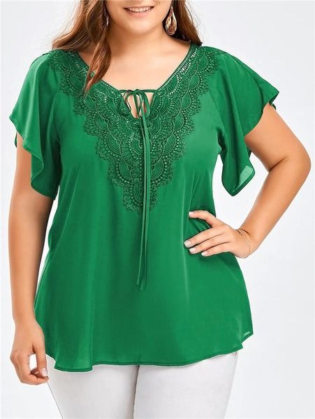 sleeve loose tshirt famale summer women lace panelled t shirt plus size v neck short, White
sleeve loose tshirt famale summer women lace panelled t shirt plus size v neck short, White
