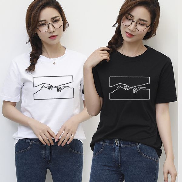 women's t-shirt michelangelo creation hands line art women t shirt summer harajuku short-sleeved o-neck gothic aesthetic, White
women's t-shirt michelangelo creation hands line art women t shirt summer harajuku short-sleeved o-neck gothic aesthetic, White