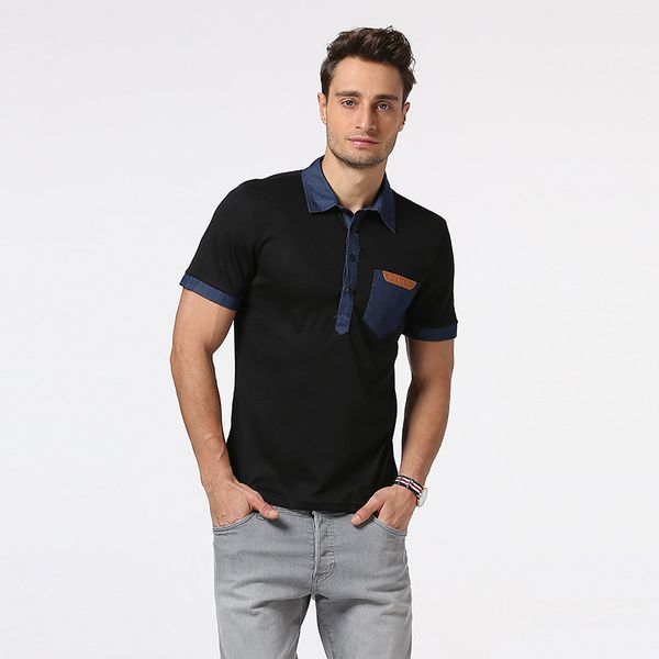 men's polos summer men cowboy splicing pockets leather label cultivate one's morality leisure collar short sleeve shirts clot, White;black
men's polos summer men cowboy splicing pockets leather label cultivate one's morality leisure collar short sleeve shirts clot, White;black