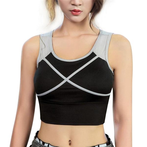 women shakeproof sport bras fitness running gym yoga quick-dry padded breathable cropped brassiere underwear, White;black
women shakeproof sport bras fitness running gym yoga quick-dry padded breathable cropped brassiere underwear, White;black