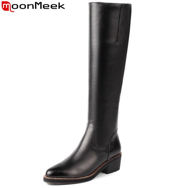 moonmeek 2020 new autumn winter boots round toe high heels pu+cow leather boots fashion zip ladies knee high, Black
moonmeek 2020 new autumn winter boots round toe high heels pu+cow leather boots fashion zip ladies knee high, Black