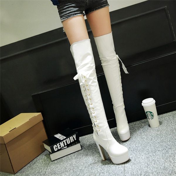 pxelena super high heels over the knee boots ladies shoes nightclub pole dance women thigh high boots patent leather 34-43, Black
pxelena super high heels over the knee boots ladies shoes nightclub pole dance women thigh high boots patent leather 34-43, Black