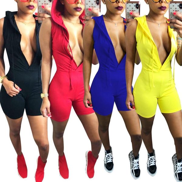 solid candy color summer hooded v neck rompers one piece suits shorts womens sports jumpsuits, Black;white
solid candy color summer hooded v neck rompers one piece suits shorts womens sports jumpsuits, Black;white