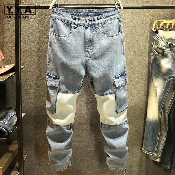 men's jeans cargo men patchwork leisure loose straight legging ankle-length pants multi-pockets streetwear hip-hop trendy denim, Blue
men's jeans cargo men patchwork leisure loose straight legging ankle-length pants multi-pockets streetwear hip-hop trendy denim, Blue