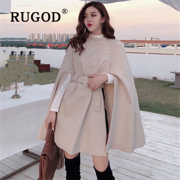 rugod korean new style solid color loose cape coat collect waist woolen medium long coat women winter for woman, Black
rugod korean new style solid color loose cape coat collect waist woolen medium long coat women winter for woman, Black
