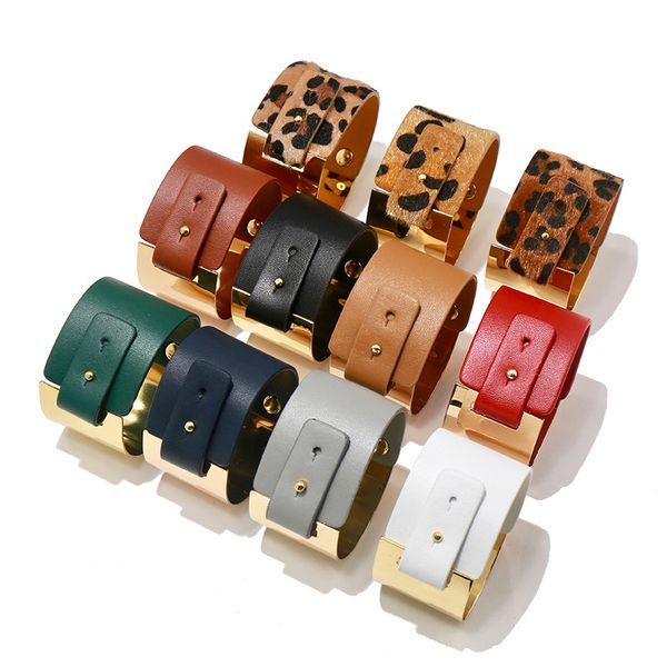 selling european and american punk jewelry bracelet simple wide leather wide metal double alloy pu bracelet for women, Black
selling european and american punk jewelry bracelet simple wide leather wide metal double alloy pu bracelet for women, Black