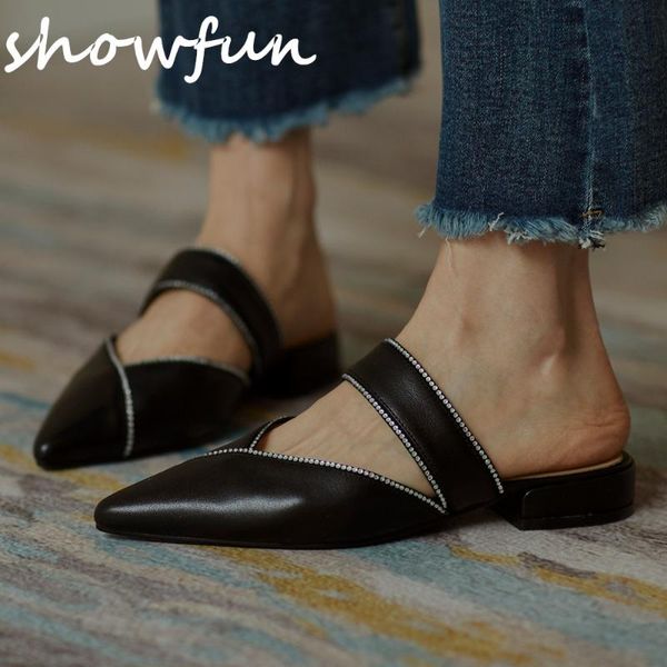 women's genuine leather slip-on flats slides pointed toe female soft comfortable casual daily mules sandals shoes, Black
women's genuine leather slip-on flats slides pointed toe female soft comfortable casual daily mules sandals shoes, Black