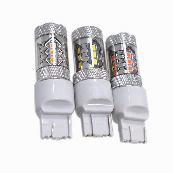 2pcs t20 w21w 7440 7443 80w 16led 16smd high power car led brake lights rear lights turn signals reverse yellow/white/red 
2pcs t20 w21w 7440 7443 80w 16led 16smd high power car led brake lights rear lights turn signals reverse yellow/white/red