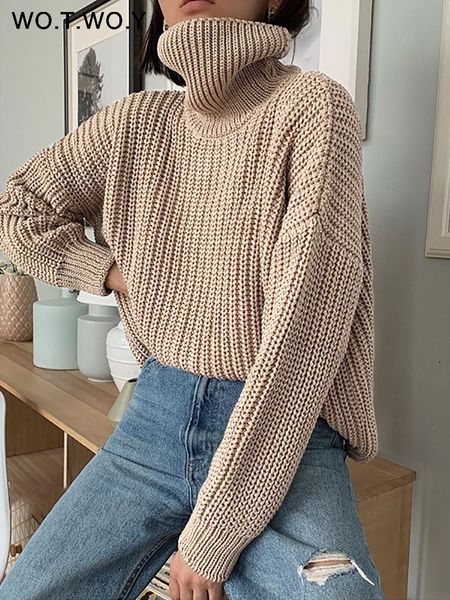 WOTWOY Autumn Winter Knitted Turtleneck Sweater Women Thick Long Oversized Sweaters Women Solid Cashmere Pullovers Korean Tops
WOTWOY Autumn Winter Knitted Turtleneck Sweater Women Thick Long Oversized Sweaters Women Solid Cashmere Pullovers Korean Tops