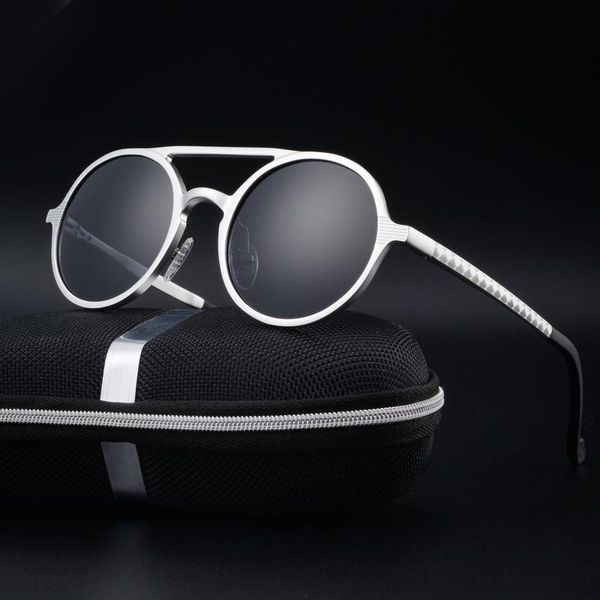 wholesale- retro round polarized sunglasses women steampunk sun glasses for men metal female oculos male uv hot, White;black 
wholesale- retro round polarized sunglasses women steampunk sun glasses for men metal female oculos male uv hot, White;black