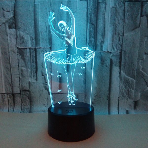 Colorful Touch Remote Control Led Visual Lamp Home Atmosphere Acrylic 3d Table Lamp Ballet 3d Night Lights Christmas Gift