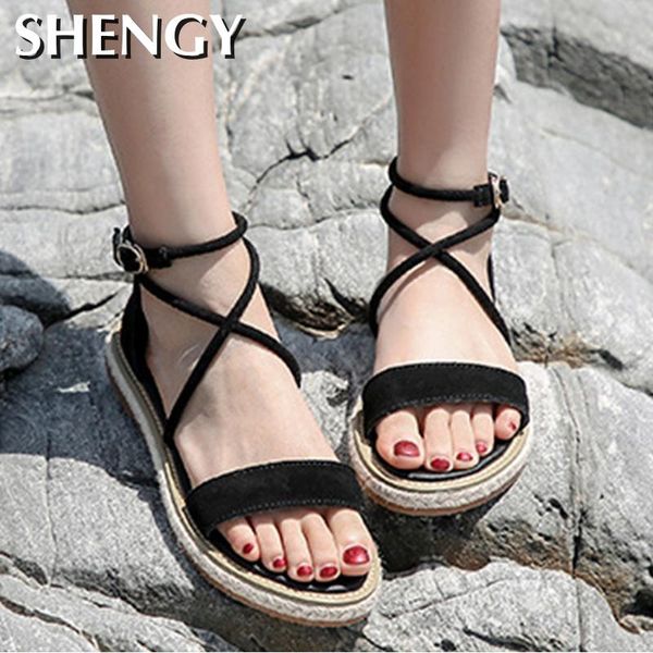 2020 women suede sandals women's flats buckle cross straps fashion ladies gladiator female non slip beach office shoes, Black
2020 women suede sandals women's flats buckle cross straps fashion ladies gladiator female non slip beach office shoes, Black