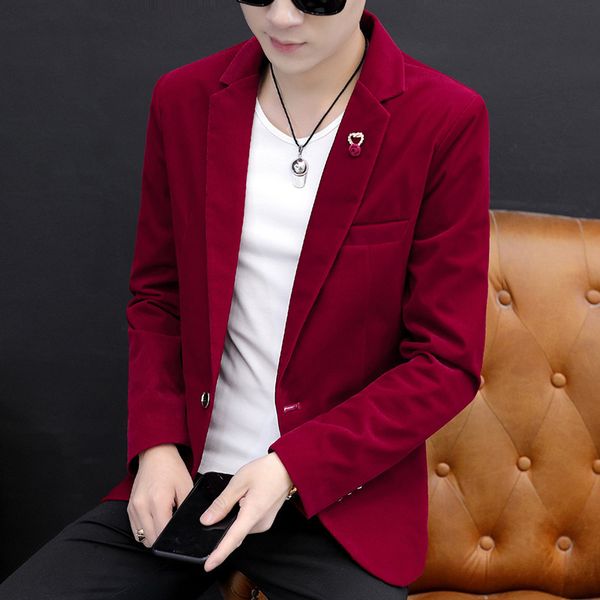 2020 men's autumn and winter casual pleuche suit slim youth velveteen british fashion blazer, White;black
2020 men's autumn and winter casual pleuche suit slim youth velveteen british fashion blazer, White;black
