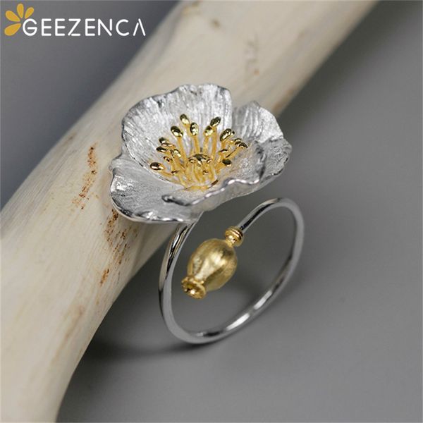 original design 925 sterling silver silver poppy flower open ring bicolor elegant trendy rings fine jewelry for women party gift, Golden;silver
original design 925 sterling silver silver poppy flower open ring bicolor elegant trendy rings fine jewelry for women party gift, Golden;silver