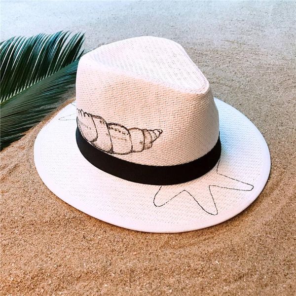 women men straw panama beach sun hat with wide brim 100% hand painted conch panama hat size 58cm, Blue;gray
women men straw panama beach sun hat with wide brim 100% hand painted conch panama hat size 58cm, Blue;gray