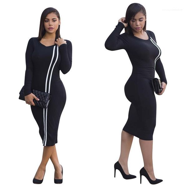 crew neck bodycon dress females casual dress slim solid color ladies dress designer striped long sleeeve, Black;gray
crew neck bodycon dress females casual dress slim solid color ladies dress designer striped long sleeeve, Black;gray