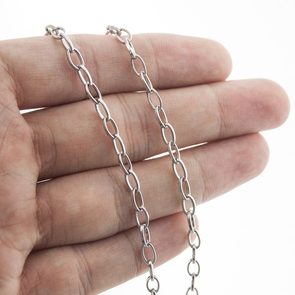 diy нержавеющей стали тонкие цепи браслета ожерелья 4мм long овальный ссылка rolo цепь женщин ювелирных изделий изготовление запчастей прода, Silver
diy нержавеющей стали тонкие цепи браслета ожерелья 4мм long овальный ссылка rolo цепь женщин ювелирных изделий изготовление запчастей прода, Silver