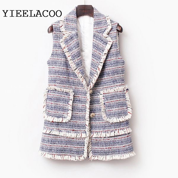 women's jackets blue /white striped tweed jacket sleeveless 2021 spring / autumn winter female ladies knitted tassel, Black;brown
women's jackets blue /white striped tweed jacket sleeveless 2021 spring / autumn winter female ladies knitted tassel, Black;brown