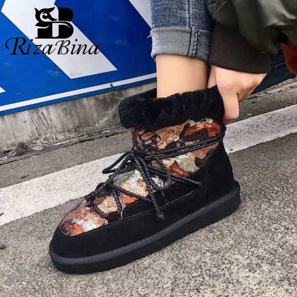 rizabina real leather women snow boots bling warm fur winter shoes woman lace up fashion short boot lady footwear size 34-43, Black
rizabina real leather women snow boots bling warm fur winter shoes woman lace up fashion short boot lady footwear size 34-43, Black
