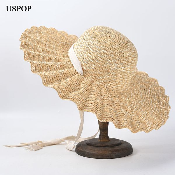 uspop 2020 new large wave brim straw hats women lace-up beach hats long ribbon natural wheat straw, Blue;gray
uspop 2020 new large wave brim straw hats women lace-up beach hats long ribbon natural wheat straw, Blue;gray