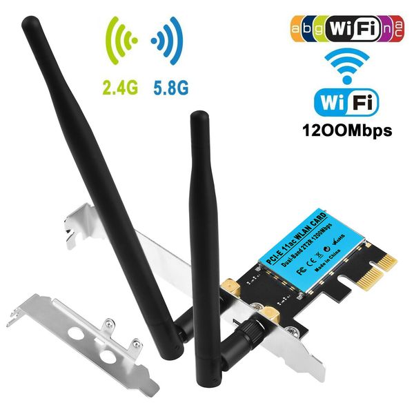 новый 2020 1200m двухдиапазонный беспроводной pci-e сетевая карта 2.4g / 5.8g настольный компьютер встроенный беспроводной сетевой адаптер с 
новый 2020 1200m двухдиапазонный беспроводной pci-e сетевая карта 2.4g / 5.8g настольный компьютер встроенный беспроводной сетевой адаптер с