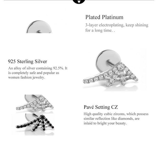 andywen 925 sterling silver gold threaded web stud earring mini women crystal zircon black left right earfashion women002, Golden;silver
andywen 925 sterling silver gold threaded web stud earring mini women crystal zircon black left right earfashion women002, Golden;silver