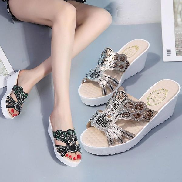 summer shoes woman fashion ladies slippers rhinestone hollow thick bottom wedge slippers calzado de mujer verano 2020#0413, Black
summer shoes woman fashion ladies slippers rhinestone hollow thick bottom wedge slippers calzado de mujer verano 2020#0413, Black