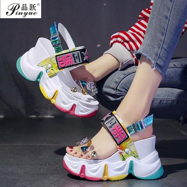 2020 new women summer wedge sandals transparent pvc crystal chunky platform shoes woman rainbow thick bottom sandalias, Black
2020 new women summer wedge sandals transparent pvc crystal chunky platform shoes woman rainbow thick bottom sandalias, Black