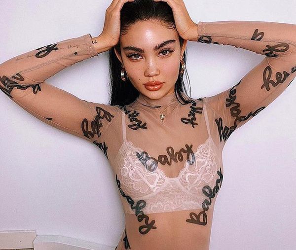 тонкий bodysuit мода письмо печати одежда женщин лето дизайнер clear sexy тенниска с длинным рукавом экипаж шеи perspective mesh, White
тонкий bodysuit мода письмо печати одежда женщин лето дизайнер clear sexy тенниска с длинным рукавом экипаж шеи perspective mesh, White