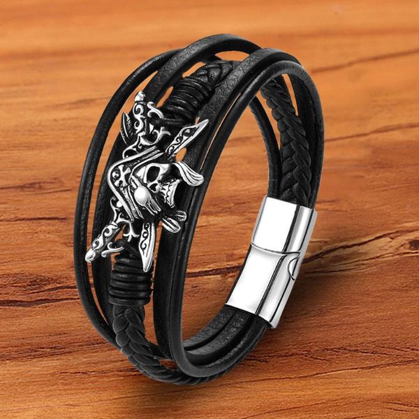 anklets charm stainless steel jewelry pirate braided black handmade genuine leather bracelets for men magnetic rope accessories, Red;blue
anklets charm stainless steel jewelry pirate braided black handmade genuine leather bracelets for men magnetic rope accessories, Red;blue