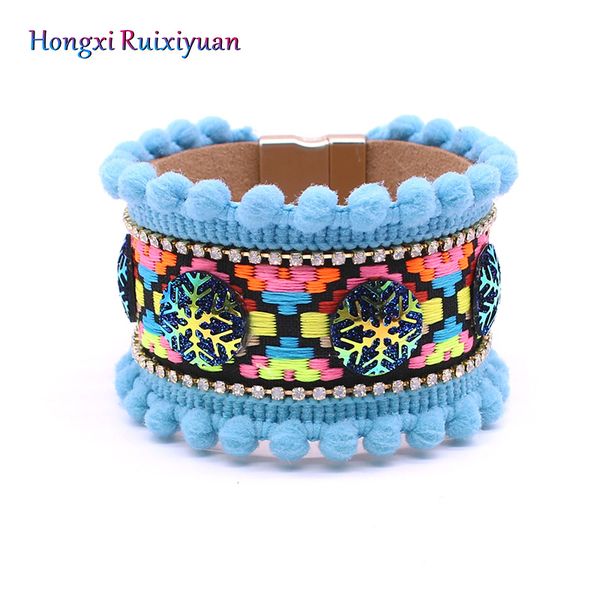 bangle leather bracelet blue handmade bohemia wide bangles&bracelets snow flower crystal women magnet clasp female bangles, Black
bangle leather bracelet blue handmade bohemia wide bangles&bracelets snow flower crystal women magnet clasp female bangles, Black