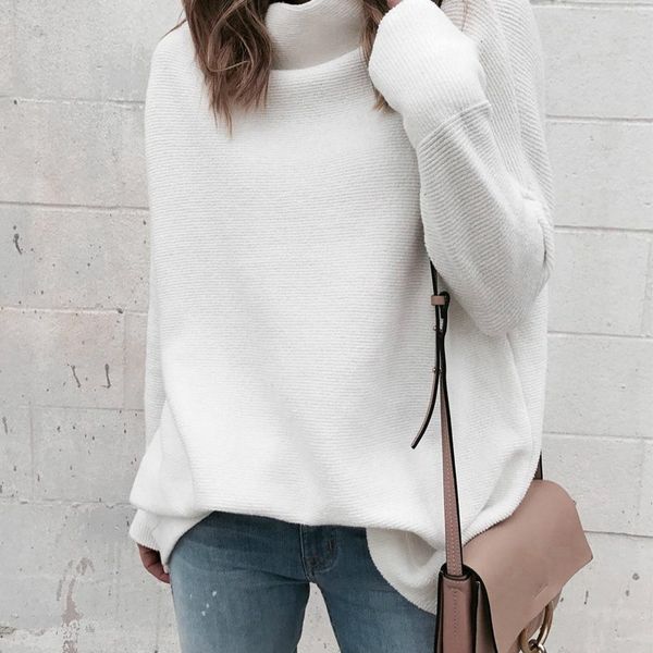 women's sweaters autumn and winter sweater white knitted pullover fashionable loose wild casual high neck long sleeve warm, White;black
women's sweaters autumn and winter sweater white knitted pullover fashionable loose wild casual high neck long sleeve warm, White;black
