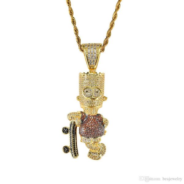 hip hop shiny skateboard cartoon doll pendant necklace gold color iced out cubic zircon men jewelry choker gifts, Silver
hip hop shiny skateboard cartoon doll pendant necklace gold color iced out cubic zircon men jewelry choker gifts, Silver