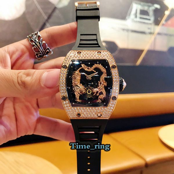 version rm51-01 3d tiger and dragon dial rose gold diamond case true turbillon mechanical movement mens watch rubber strap luxry watches, Slivery;brown
version rm51-01 3d tiger and dragon dial rose gold diamond case true turbillon mechanical movement mens watch rubber strap luxry watches, Slivery;brown