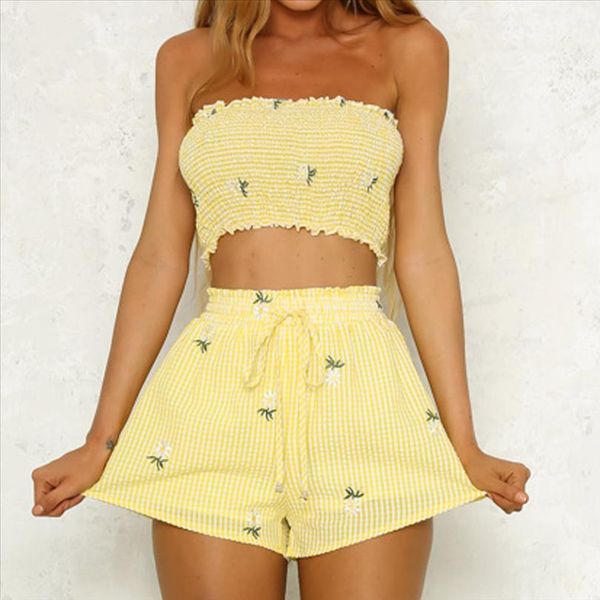 fashion women two piece set girls print off shoulder vest tank shorts bandage pants set, Gray
fashion women two piece set girls print off shoulder vest tank shorts bandage pants set, Gray