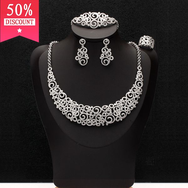 tirim luxury crystal bridal costume jewelry sets for women cubic zirconia vortex necklace earrings bracelet wedding bridesmaid, Silver
tirim luxury crystal bridal costume jewelry sets for women cubic zirconia vortex necklace earrings bracelet wedding bridesmaid, Silver