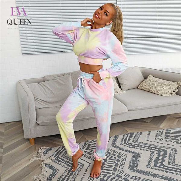 evaqueen tie-dye casual two piece set long sleeves with pocket tracksuit women outfit o-neck summer crop and long pants, Gray
evaqueen tie-dye casual two piece set long sleeves with pocket tracksuit women outfit o-neck summer crop and long pants, Gray