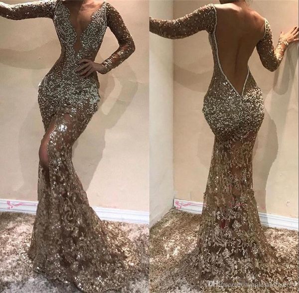 deep v neck long sleeves sequins mermaid long evening dresses beaded sheer mesh split backless formal party prom dresses bc0975
deep v neck long sleeves sequins mermaid long evening dresses beaded sheer mesh split backless formal party prom dresses bc0975