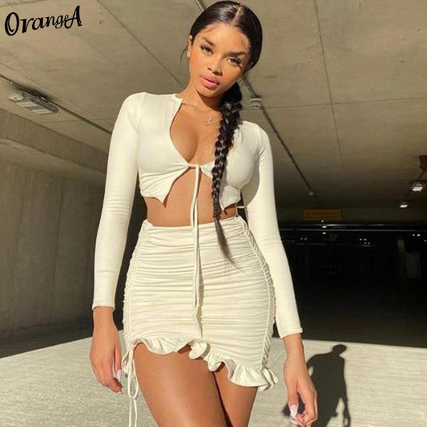 women's tracksuits orangea women low-neck bandage ruffles two piece outfits full sleeve +stacked skirt matching set casual fashion autu, Gray
women's tracksuits orangea women low-neck bandage ruffles two piece outfits full sleeve +stacked skirt matching set casual fashion autu, Gray