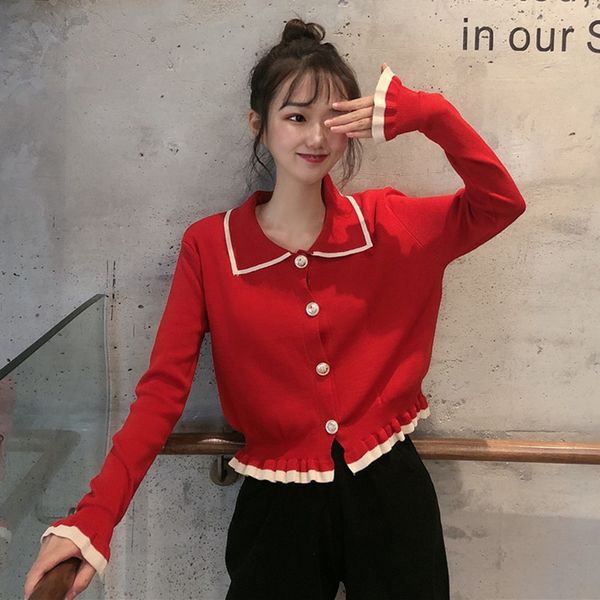 blackday women button cardigan girls autumn fashion lapel ruffled cardigan stitching long-sleeved knit sweater new, White
blackday women button cardigan girls autumn fashion lapel ruffled cardigan stitching long-sleeved knit sweater new, White